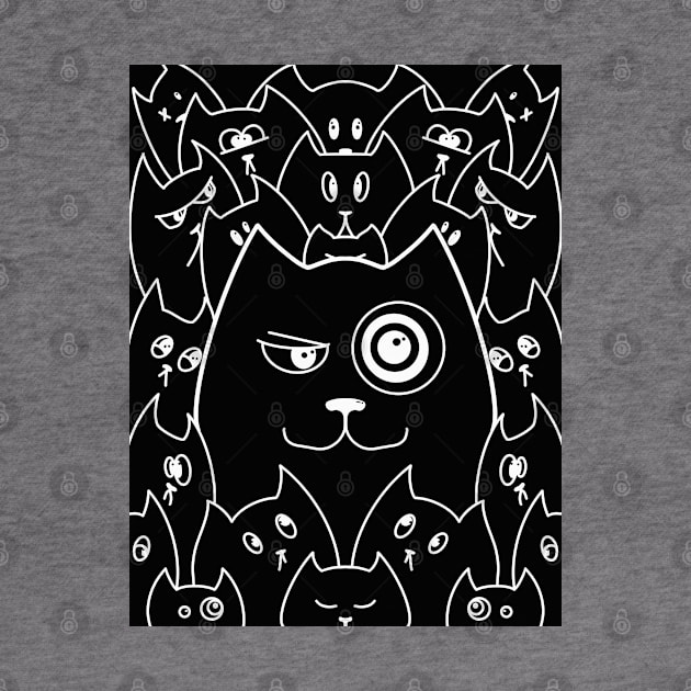 Qute Cartoon Cat Doodle / Cats Line Art by Print Art Station